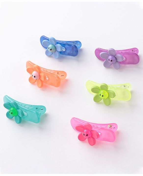 Babyhug Free Size Floral Shaped Clips  Pack of 6 - Multicolor