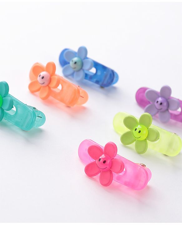 Babyhug Free Size Floral Shaped Clips  Pack of 6 - Multicolor