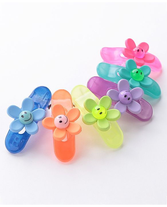 Babyhug Free Size Floral Shaped Clips  Pack of 6 - Multicolor