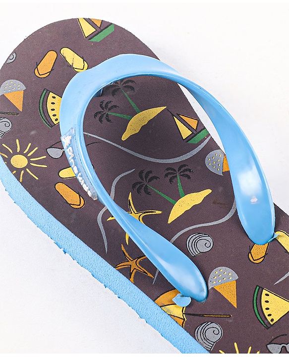 Pine Kids Flip Flops Beach Print- Blue Purple