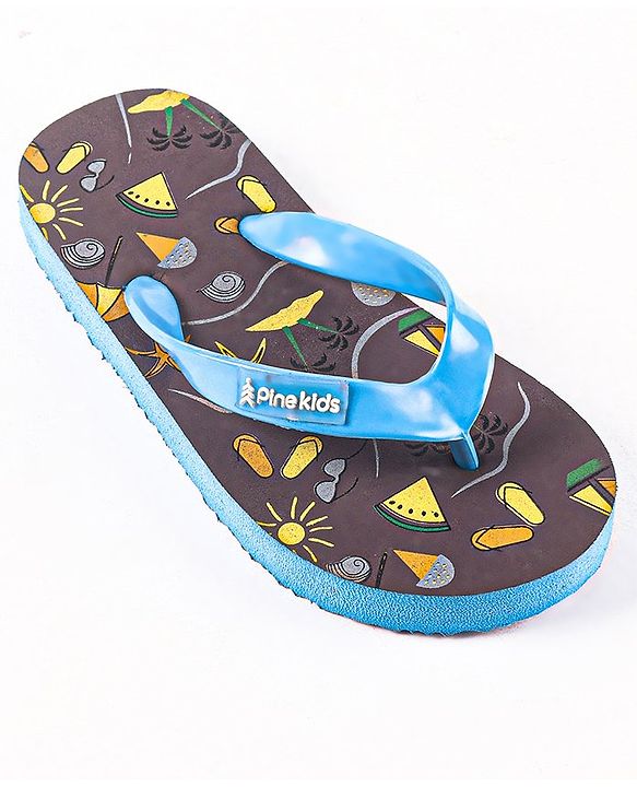 Pine Kids Flip Flops Beach Print- Blue Purple