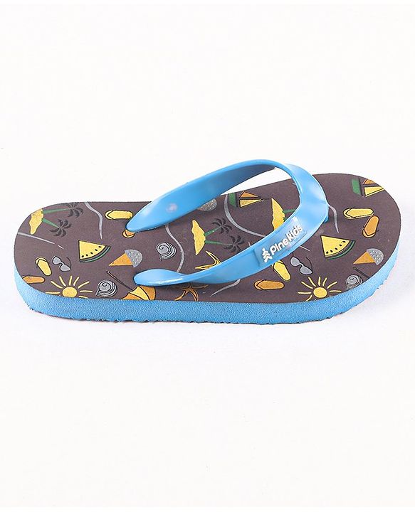Pine Kids Flip Flops Beach Print- Blue Purple