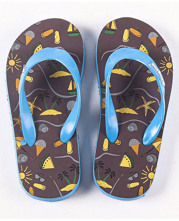 Pine Kids Flip Flops Beach Print- Blue Purple