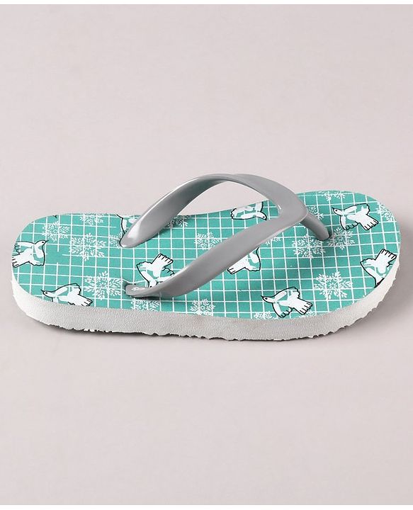 Pine Kids Flip Flops Bird Print- White Grey