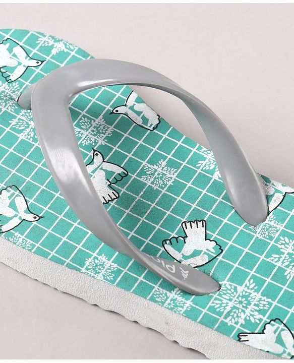 Pine Kids Flip Flops Bird Print- White Grey