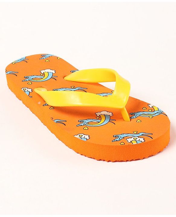 Pine Kids Slip On Flip Flops Rainbow Print - Yellow Orange