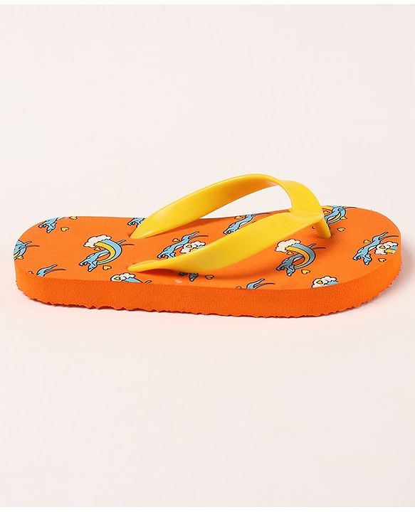Pine Kids Slip On Flip Flops Rainbow Print - Yellow Orange