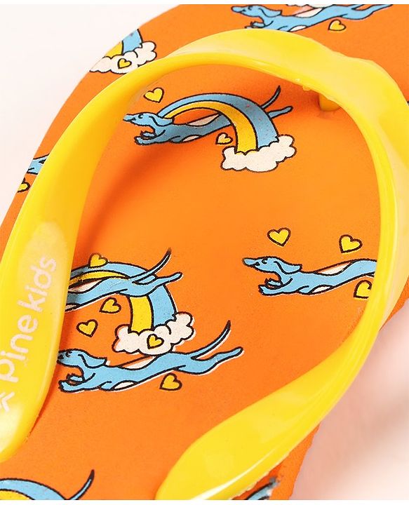 Pine Kids Slip On Flip Flops Rainbow Print - Yellow Orange