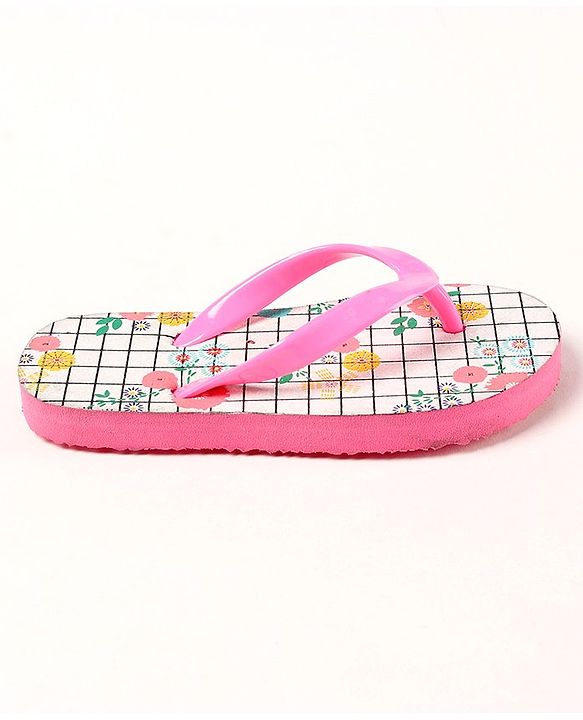 Pine Kids Slip On Flip Flops Floral Print - Pink White