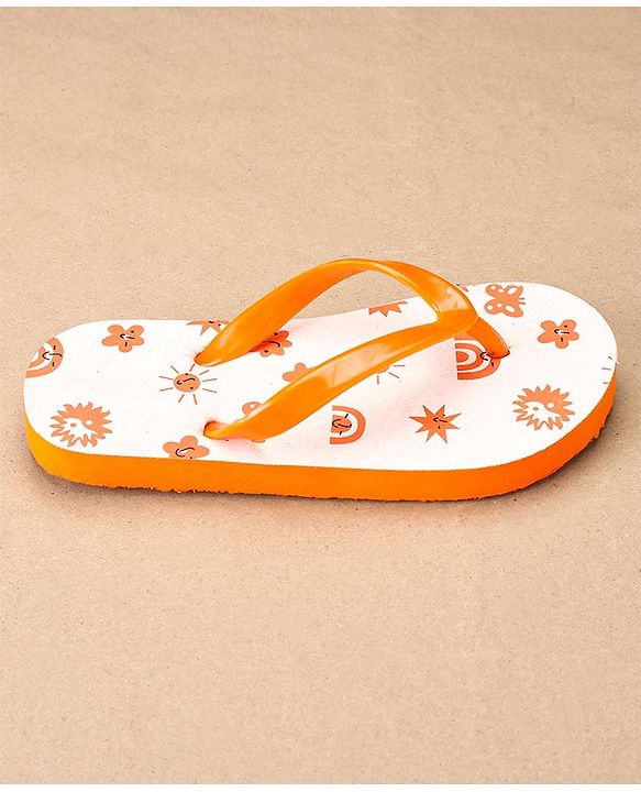 Pine Kids Slip On Flip Flops Sun Print - Orange White