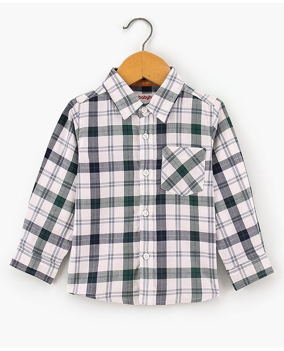 Babyhug Cotton Full Sleeves Checked Shirt- Green