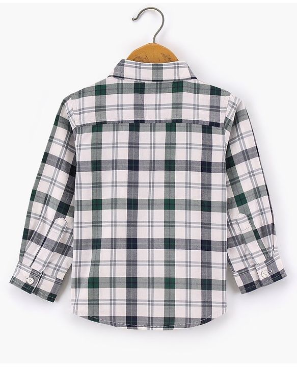 Babyhug Cotton Full Sleeves Checked Shirt- Green