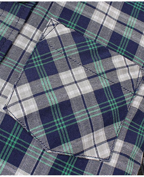 Babyhug Cotton Full Sleeves Checked Shirt- Navy Green