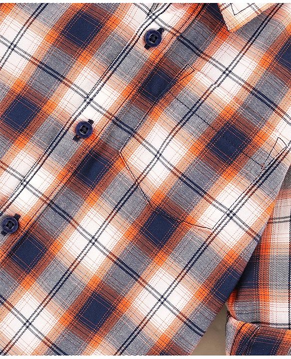 Babyhug Cotton Full Sleeves Checked Shirt With Pocket - Orange