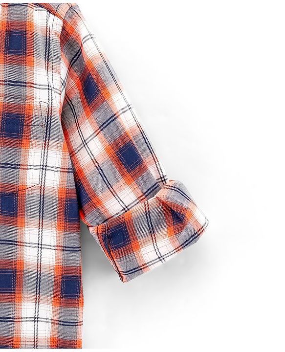 Babyhug Cotton Full Sleeves Checked Shirt With Pocket - Orange