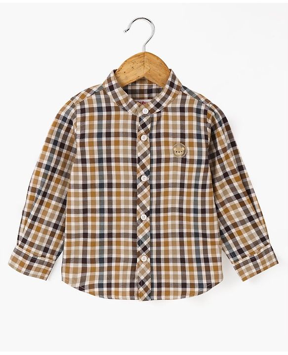 Babyhug Full Sleeves 100% Cotton Checks Shirt - Brown