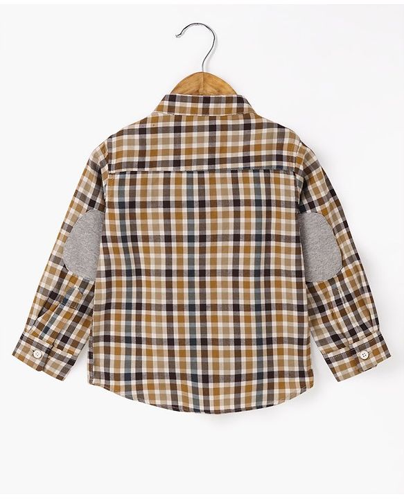 Babyhug Full Sleeves 100% Cotton Checks Shirt - Brown