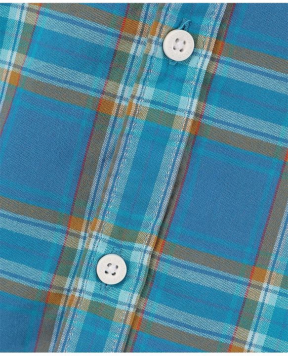 Babyhug Cotton Full Sleeves Checked Shirt- Navy Blue