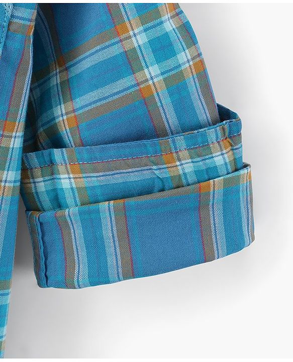 Babyhug Cotton Full Sleeves Checked Shirt- Navy Blue