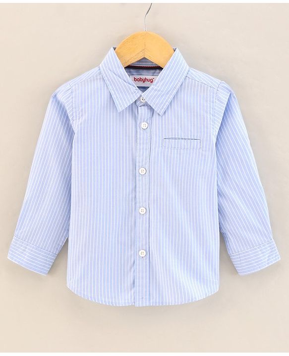 Babyhug Cotton Full Sleeves Striped Shirt - Blue