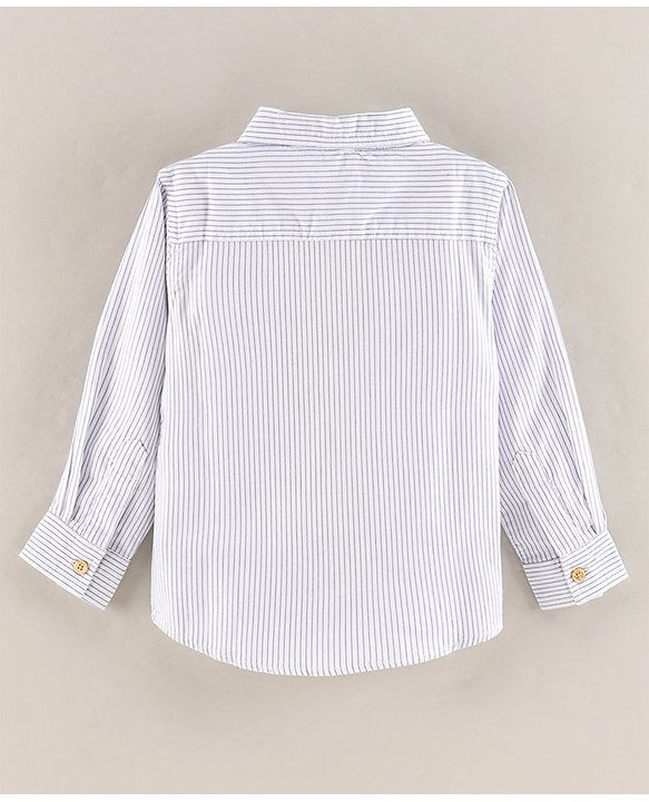 Babyhug Full Sleeves Cotton Striped Shirt With Badge- Blue White
