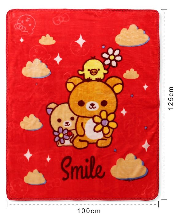 Babyhug Premium Embossed Mink Blanket Kitty Print - Dark Red