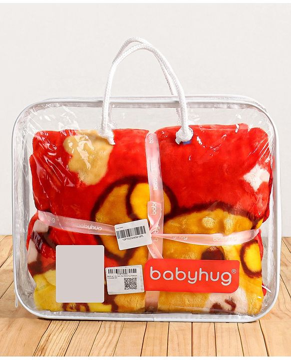 Babyhug Premium Embossed Mink Blanket Kitty Print - Dark Red