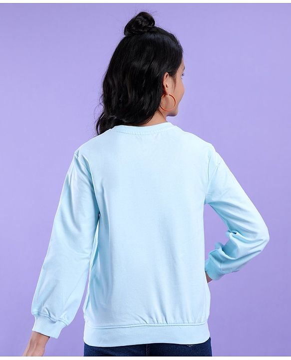 Pine Kids Cotton Knit Full Sleeves Garfeild Collection Bio Washed Crew Neck Sweatshirt - Blue