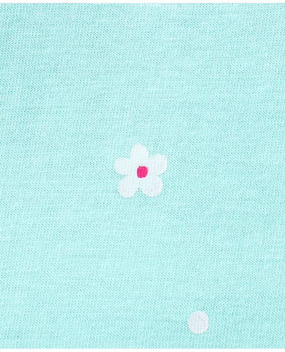 Babyhug 100% Cotton Half Sleeves Frock with Bow Floral Print - Mint