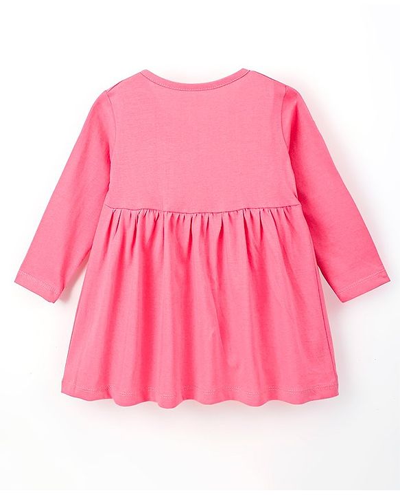 Babyhug 100% Cotton Knit Three Forth Sleeves Frock With Bloomer Unicorn Print - Pink