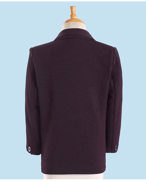 Babyhug Full Sleeves Party Suit with Bow Solid - Dark Purple