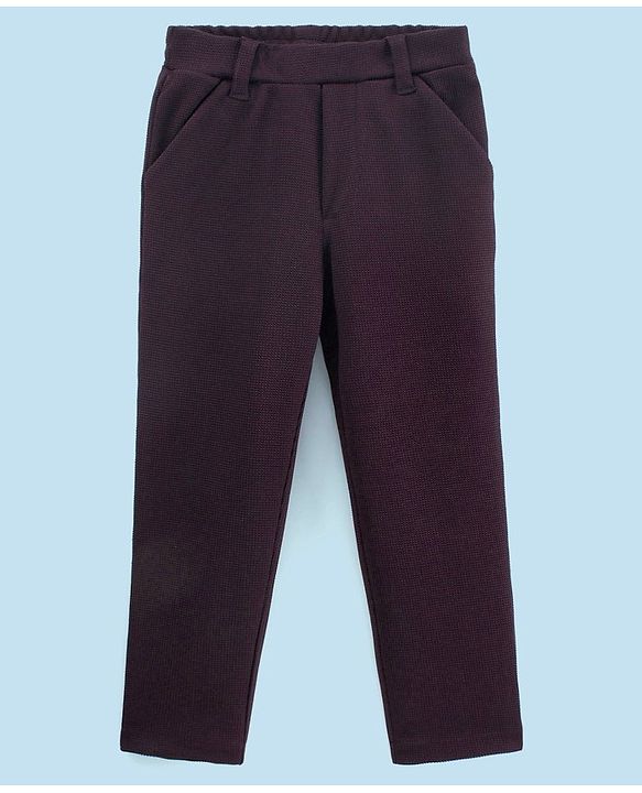 Babyhug Full Sleeves Party Suit with Bow Solid - Dark Purple