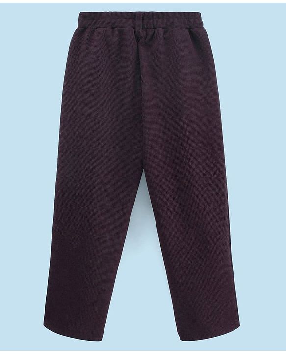 Babyhug Full Sleeves Party Suit with Bow Solid - Dark Purple