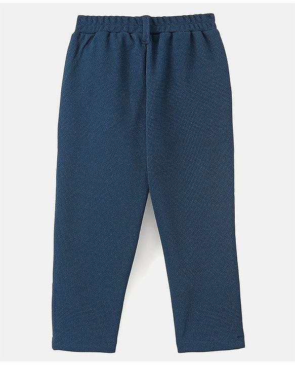 Babyhug Woven Full Sleeves Solid Party Suit with Bow Tie - Ocean Blue