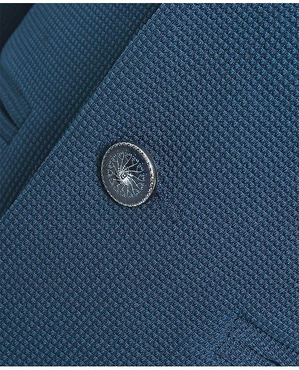 Babyhug Woven Full Sleeves Solid Party Suit with Bow Tie - Ocean Blue