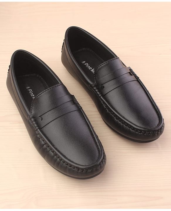 Pine Kids Slip On Round Toe Party Wear Loafers - Black