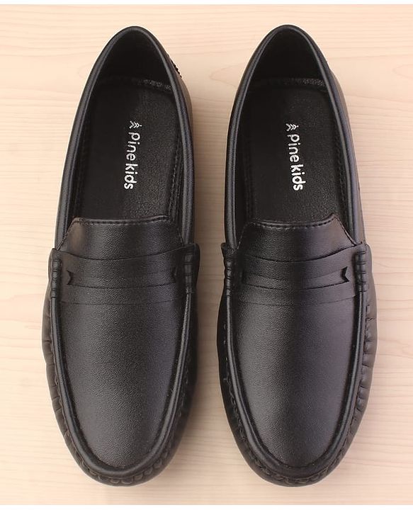 Pine Kids Slip On Round Toe Party Wear Loafers - Black