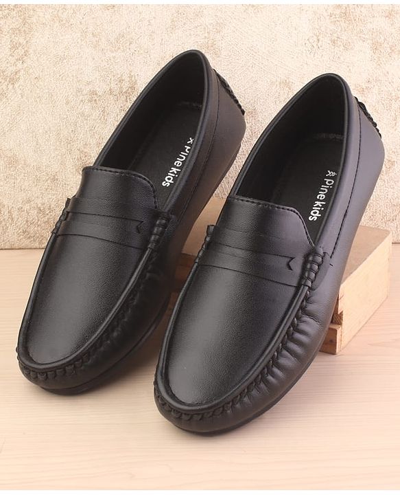 Pine Kids Slip On Round Toe Party Wear Loafers - Black