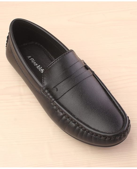 Pine Kids Slip On Round Toe Party Wear Loafers - Black