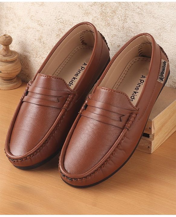 Pine Kids Slip On Round Toe Party Wear Loafers - Brown