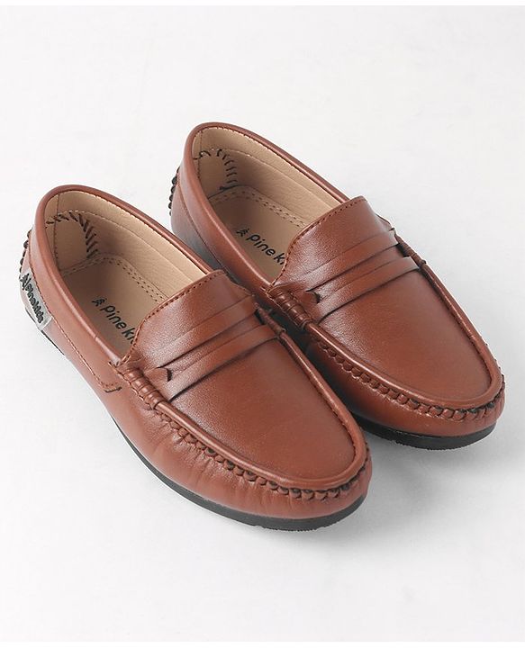 Pine Kids Slip On Round Toe Party Wear Loafers - Brown