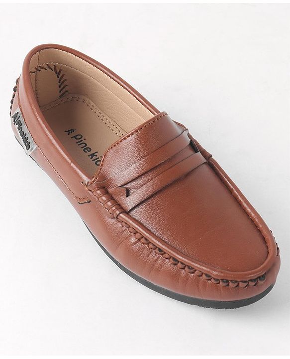 Pine Kids Slip On Round Toe Party Wear Loafers - Brown