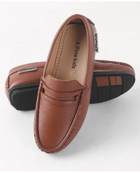 Pine Kids Slip On Round Toe Party Wear Loafers - Brown