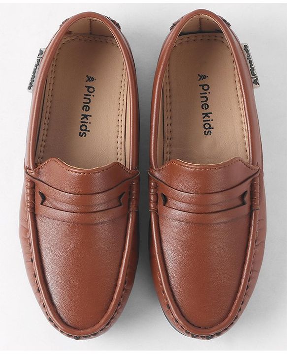 Pine Kids Slip On Round Toe Party Wear Loafers - Brown