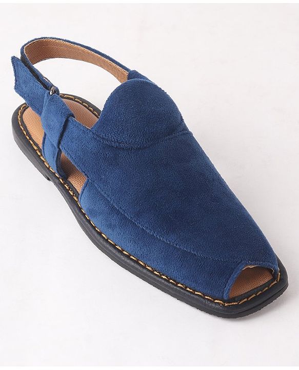 Pine Kids Peshawari Ethnic Sandals with Velcro Closure - Blue