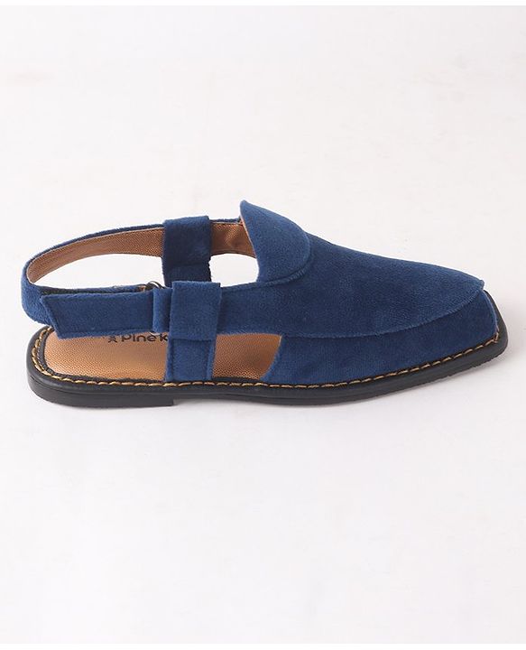 Pine Kids Peshawari Ethnic Sandals with Velcro Closure - Blue