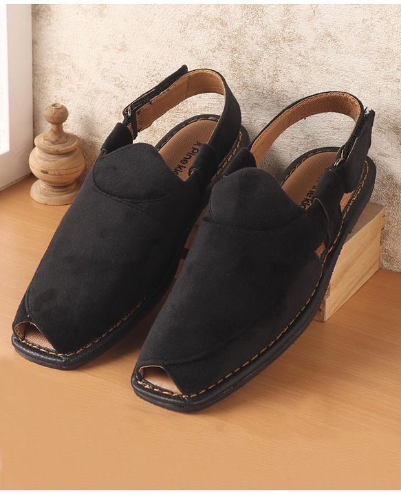 Pine Kids Peshawari Ethnic Sandals with Velcro Closure - Blue