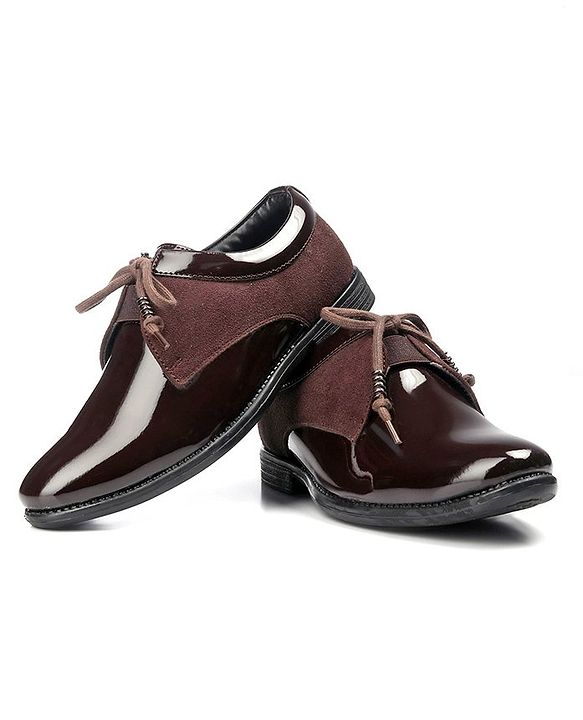 Pine Kids Lace Up Party Wear Shoes - Brown