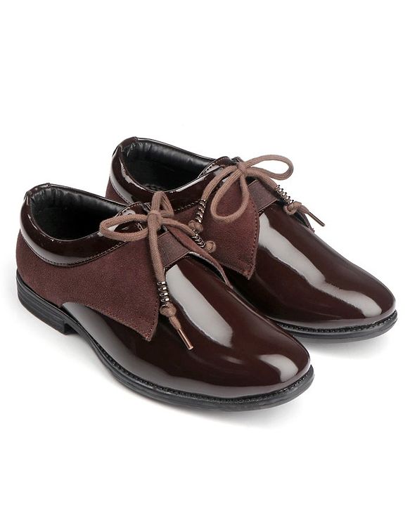 Pine Kids Lace Up Party Wear Shoes - Brown