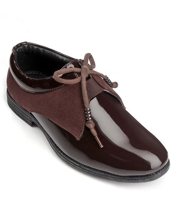 Pine Kids Lace Up Party Wear Shoes - Brown